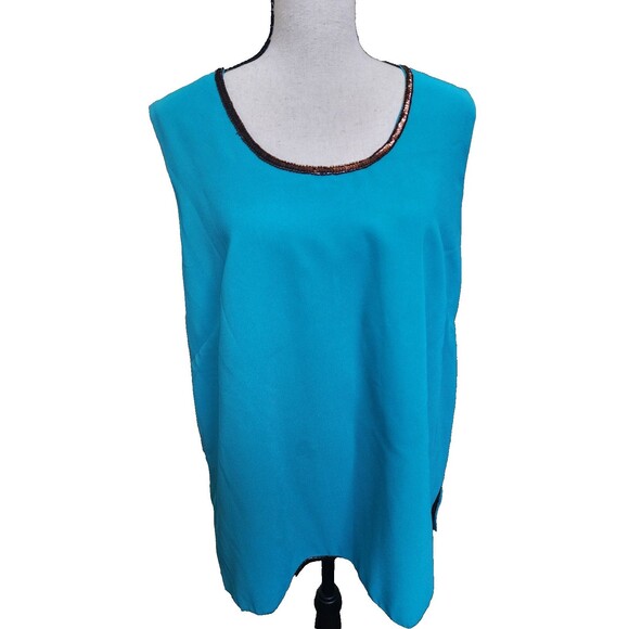 Midnight Velvet 2 Piece Jacket/Tank Plus Size 1X Embellished Flowy - Picture 9 of 15